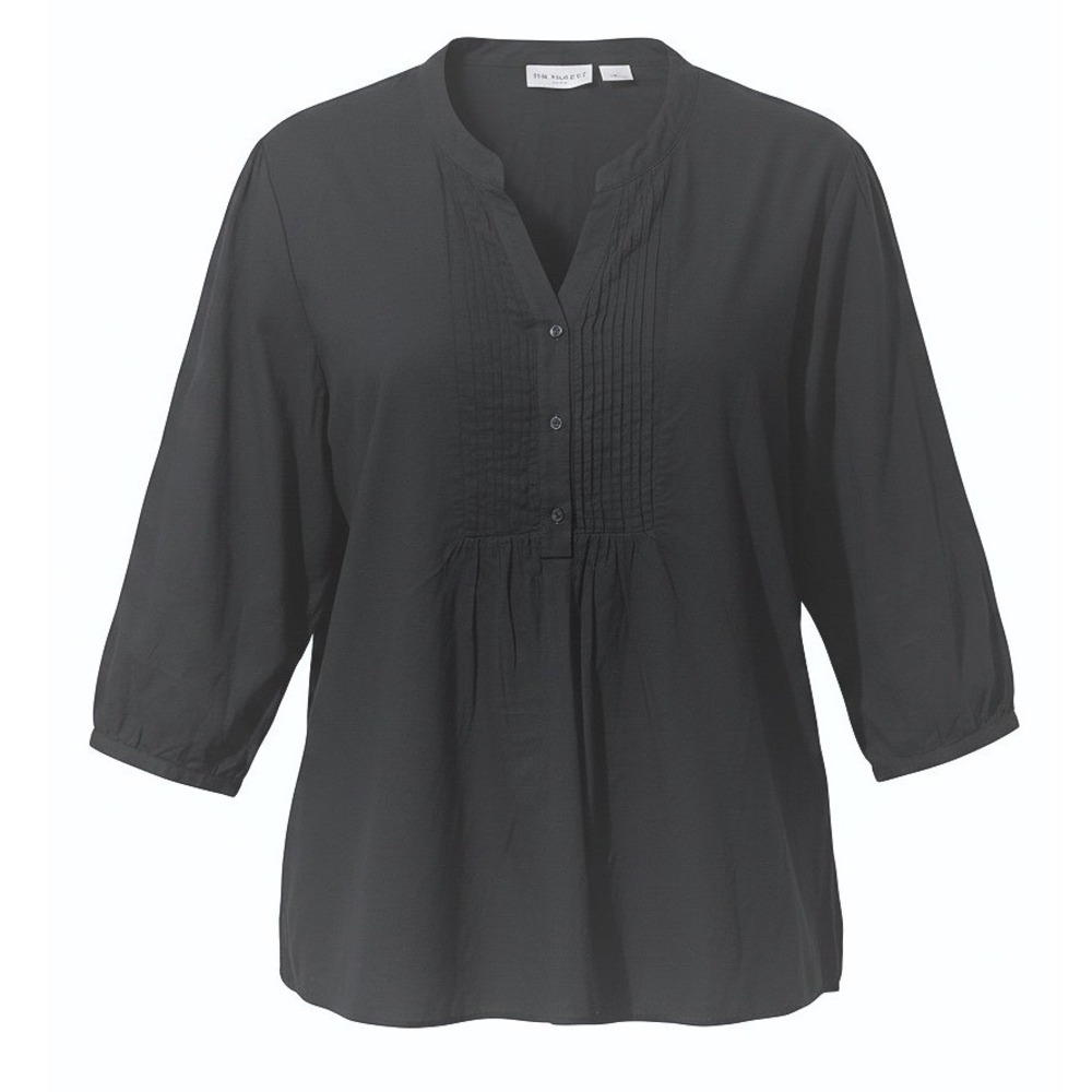 Kim Rogers Woman Black Pleated Front Cotton Tunic 3/4 Sleeve Plus Size 1X